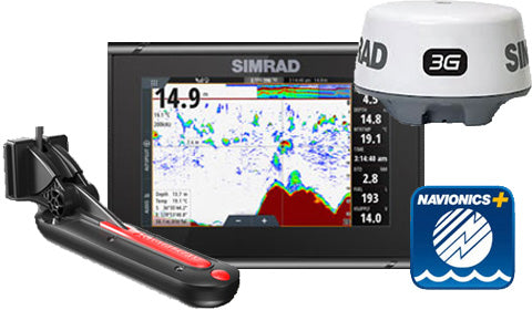 Simrad GO7 XSR 7 Inch Chartplotter, 3G Radar TotalScan Navionics Plus