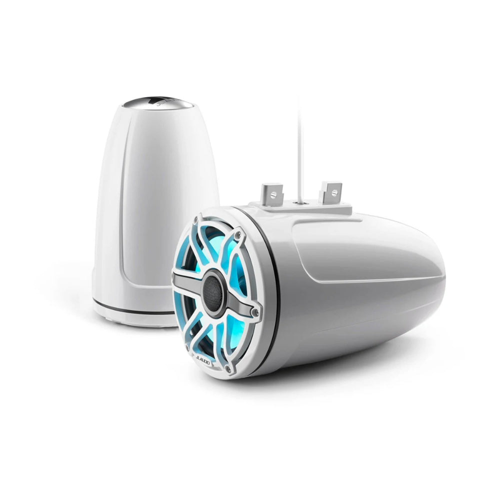 JL Audio® M6 Enclosed Tower Speakers, 7.7" with LED and White Sport Grille