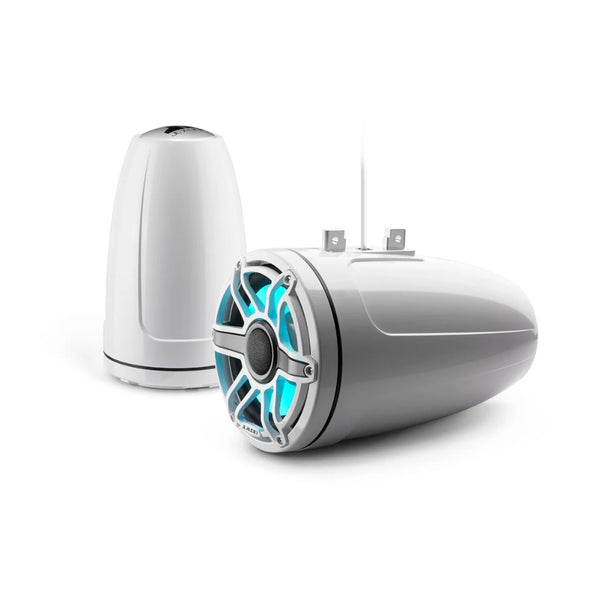JL Audio® M6 Enclosed Tower Speakers, 8.8" with LED and White Sport Grille