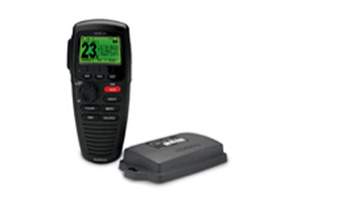 Garmin GHS20i Black VHF Wireless Handset Charging Cradle and GWH20 Wireless Module Package
