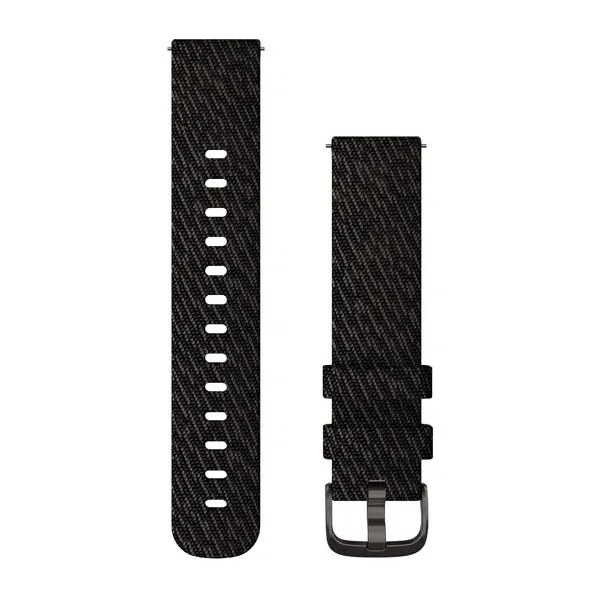 Quick Release Bands (20 mm), Black pepper woven nylon, slate hardware