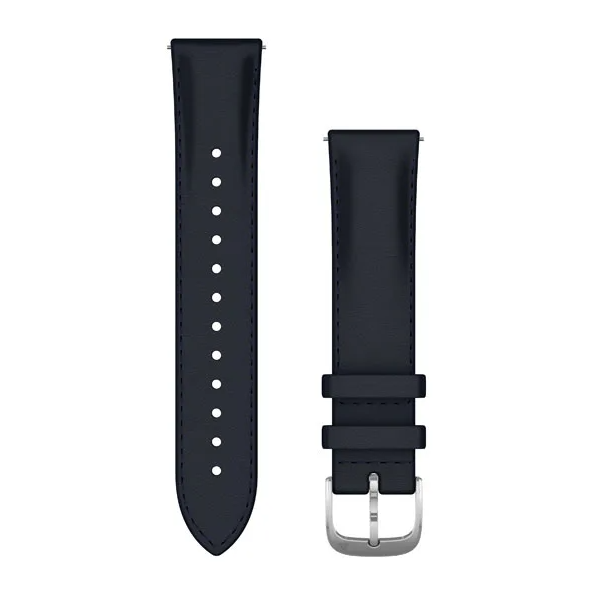 Quick Release Bands (20 mm), Navy italian leather, silver hardware