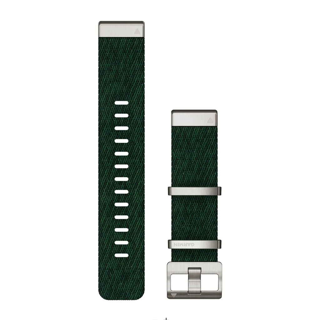 QuickFit® 22 Watch Bands, Jacquard-weave nylon strap – Pine green