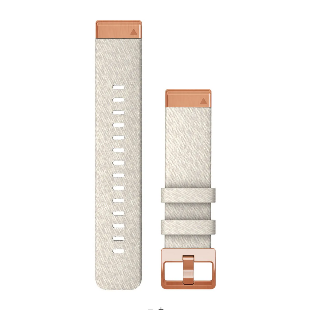 QuickFit® 20 Watch Bands, Cream heathered nylon, rose gold hardware
