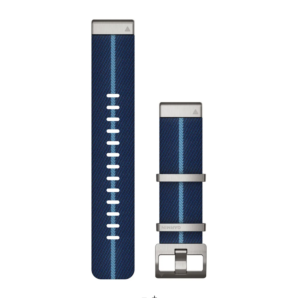 Quickfit® 22 Watch Straps Striped jacquar-weave nylon strap, indigo