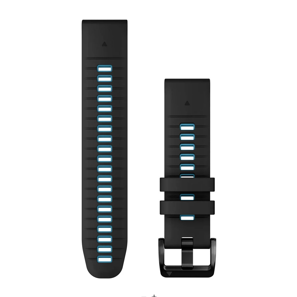 Quickfit 22 mm Watch bands, Black/Cirrus Blue Silicone