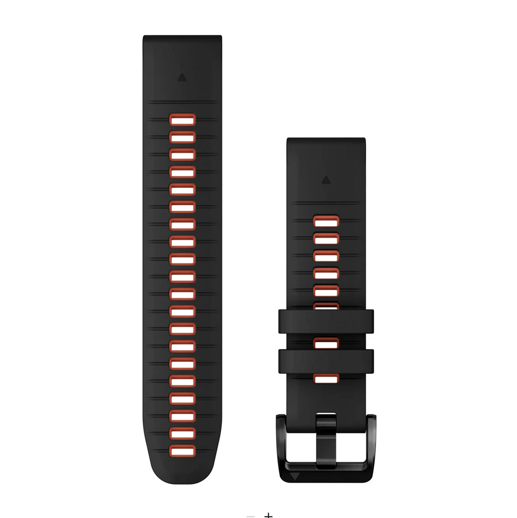 Quickfit 22 mm Watch bands, Black/Flame Red Silicone
