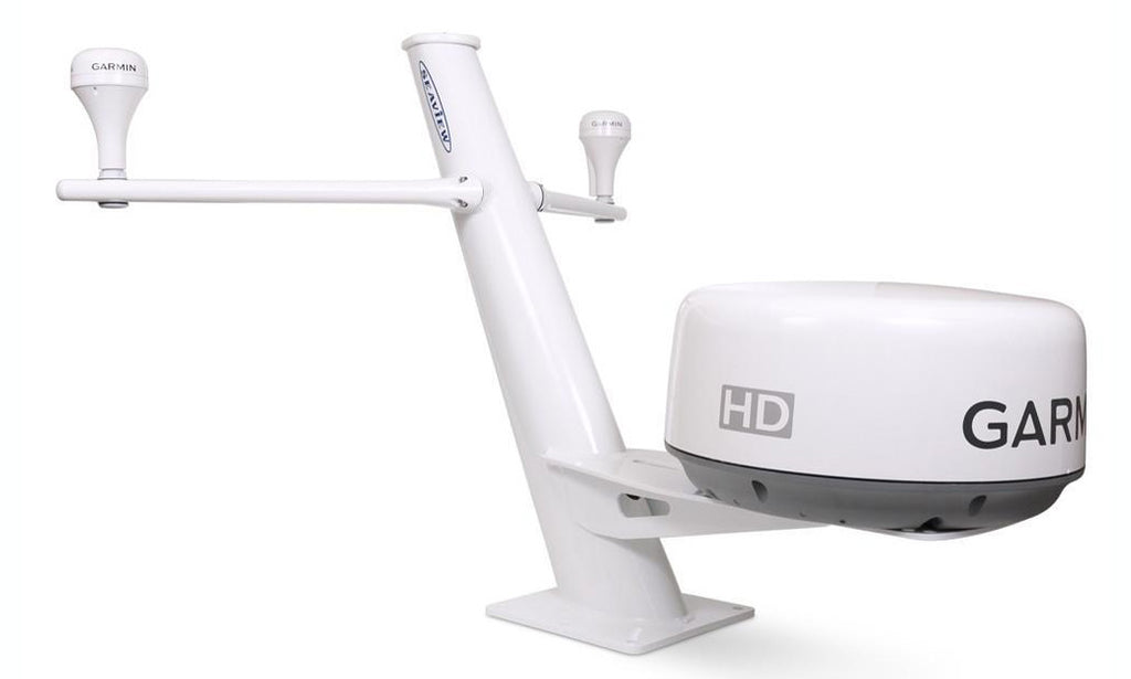 30 inch Tapered Closed Dome Radar Mount.  Aft lean. Spreaders. 10 inch x 10 inch base plate