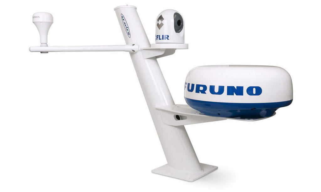 30 inch Tapered Closed Dome Radar Mount. Camera or Searchlight.  Aft lean. Spreaders.  10 inch x10 inch base plate .