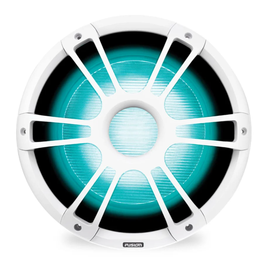 Fusion® Marine Subwoofers, 12″ 1,400 Watt Sports White Marine Subwoofer with CRGBW