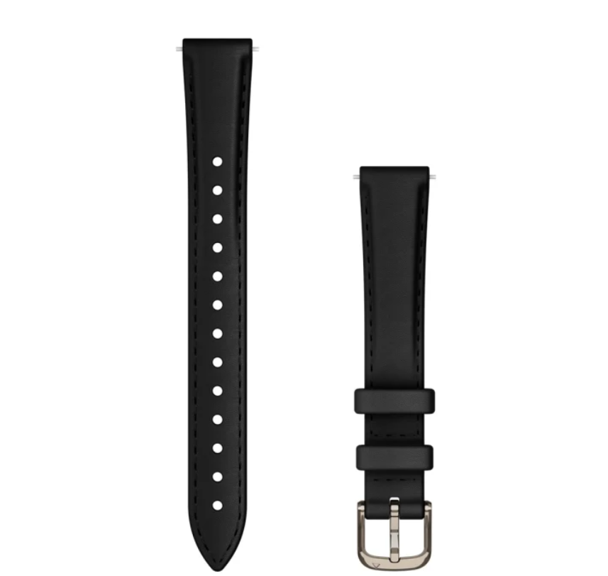 Lily® 2 Bands (14 mm), Black leather, cream gold hardware