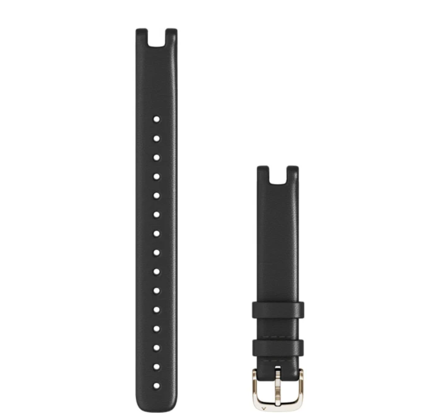 Lily® Bands (14 mm), Black italian leather, cream gold hardware (Large)