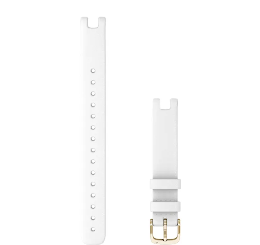 Lily® Bands (14 mm), White italian leather, cream gold hardware (Large)