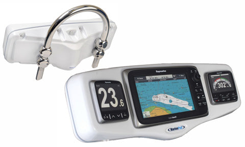 MarinePod 9 Inch Chartplotter and 2 Instrument Pod with Stainless Rail Fixings