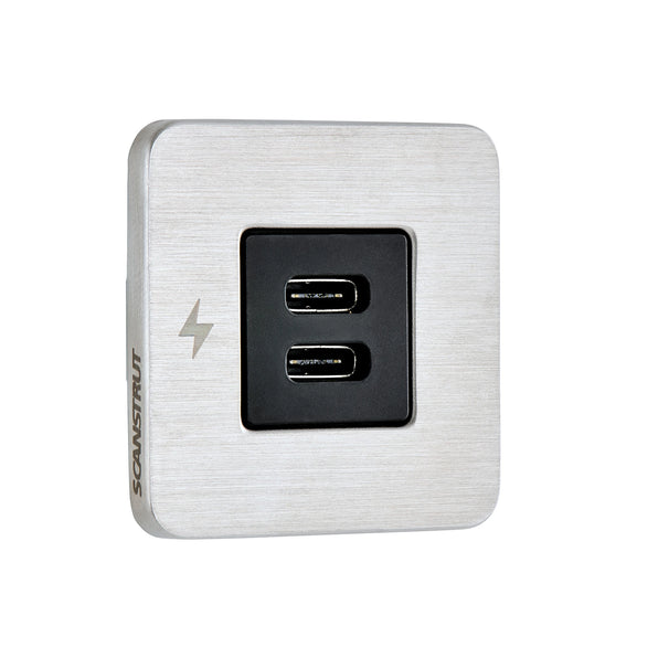 Scanstrut TILE - USB-C / USB-C Interiors Charging Socket Brushed Stainless Bezel
