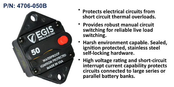 EGIS 85 Series 50A Circuit Breaker, Panel Mount (Bulk Pack)