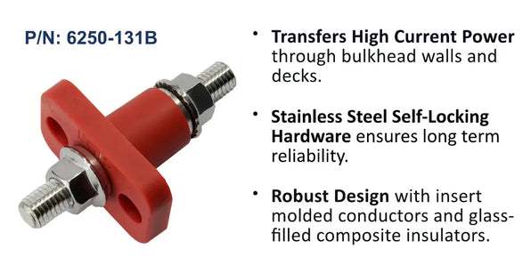 EGIS Feed Through Terminal, M8 (5/16 inch), Red