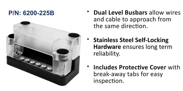 EGIS 200A Dual Level Busbar, 11 Screw, With Cover