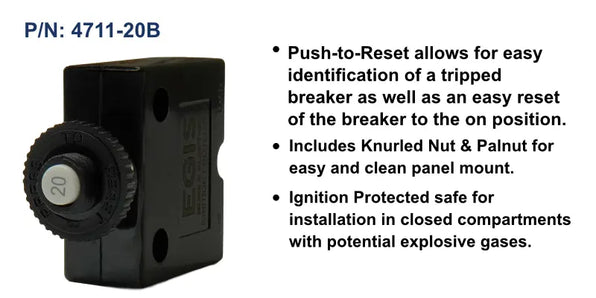 EGIS Push Button Circuit Breaker 20A