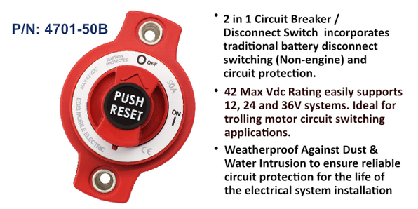 EGIS Mini Battery Switch / Circuit Breaker 50A