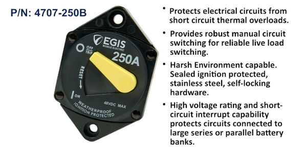 EGIS 87 Series 250A Circuit Breaker, Panel Mount