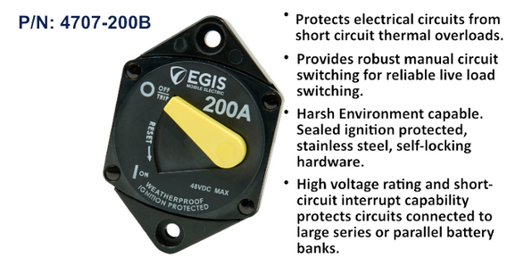 EGIS 87 Series 200A Circuit Breaker, Panel Mount