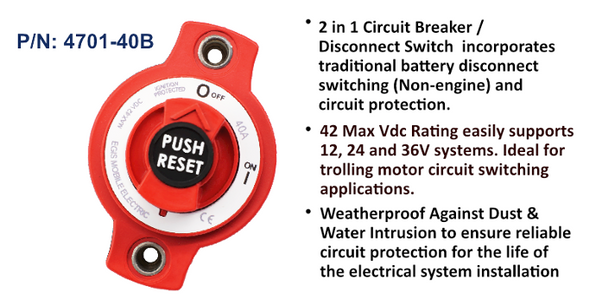 EGIS Mini Battery Switch / Circuit Breaker 40A