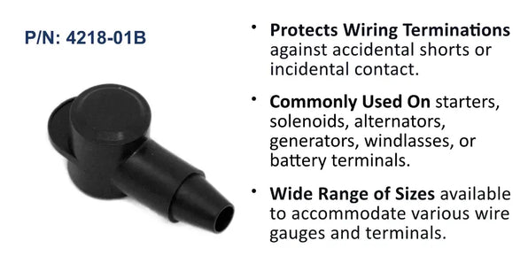 EGIS CableCap Stud Insulator, 4-8 AWG, Black, Two Pack