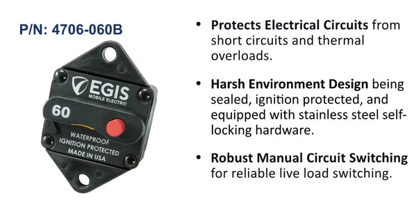 EGIS 85 Series 60A Circuit Breaker, Panel Mount