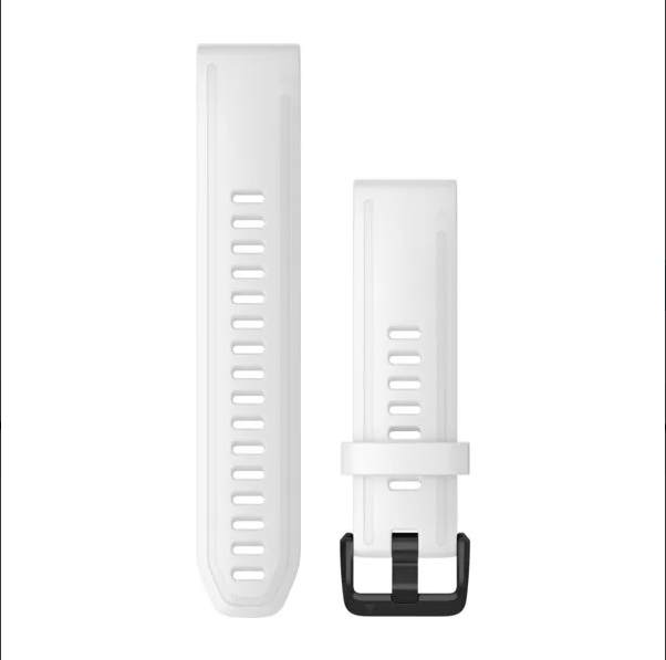QuickFit® 20 Watch Bands, White silicone, black hardware