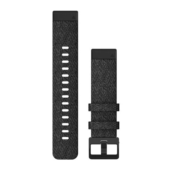 QuickFit® 20 Watch Bands, Heathered black nylon, black hardware