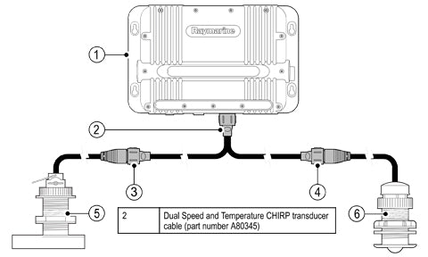 Raymarine CP450C, CP470 and CP570 Speed and Temperature Y Cable