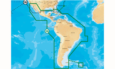 Navionics Plus Compact Flash Card Preloaded with 3XG Central and South America