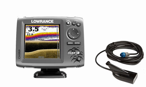 Lowrance Hook -5x with Mid High Downscan Skimmer Transducer