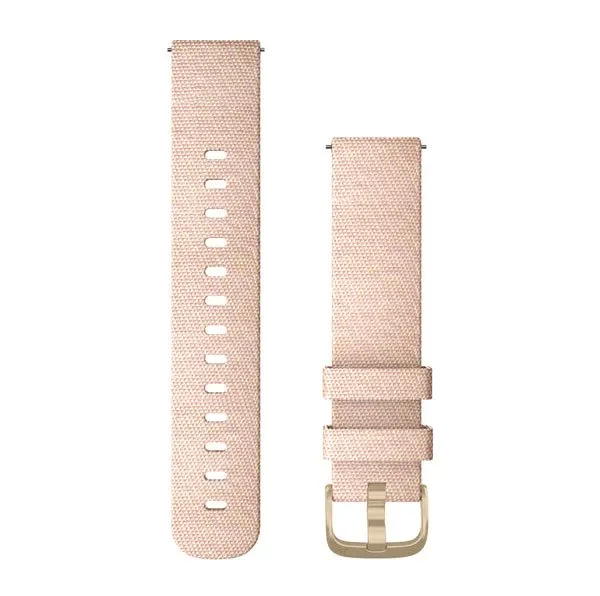 Quick Release Bands (20 mm), Blush pink woven nylon, light gold hardware