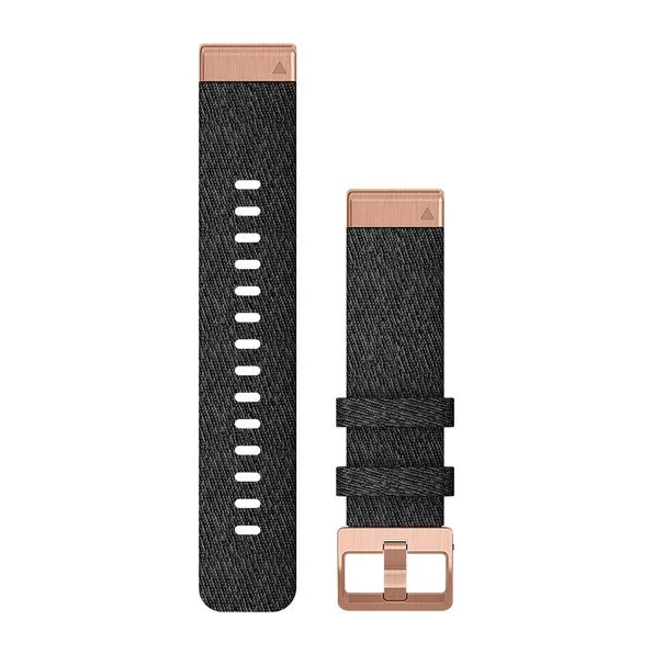 QuickFit® 20 Watch Bands, Heathered black nylon, rose gold hardware