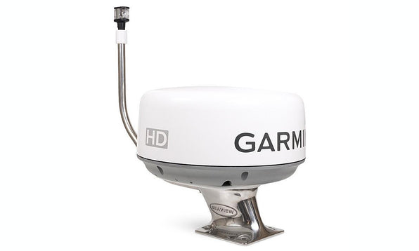 5” S.S. Radar Mount for most Furuno, Sitex, Simrad, Raymarine, Garmin, 3G,4G, BR24 domes / Aft lean / 7x 7 base plate / S.S. Light bar compatible