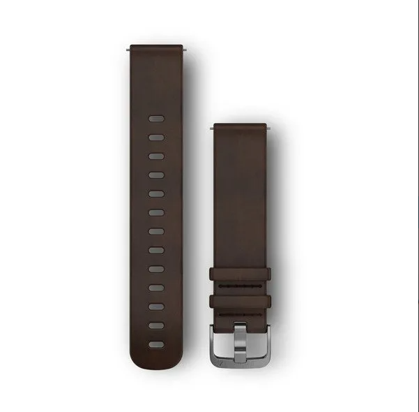 Quick Release Bands (20 mm), Dark brown leather, silver hardware