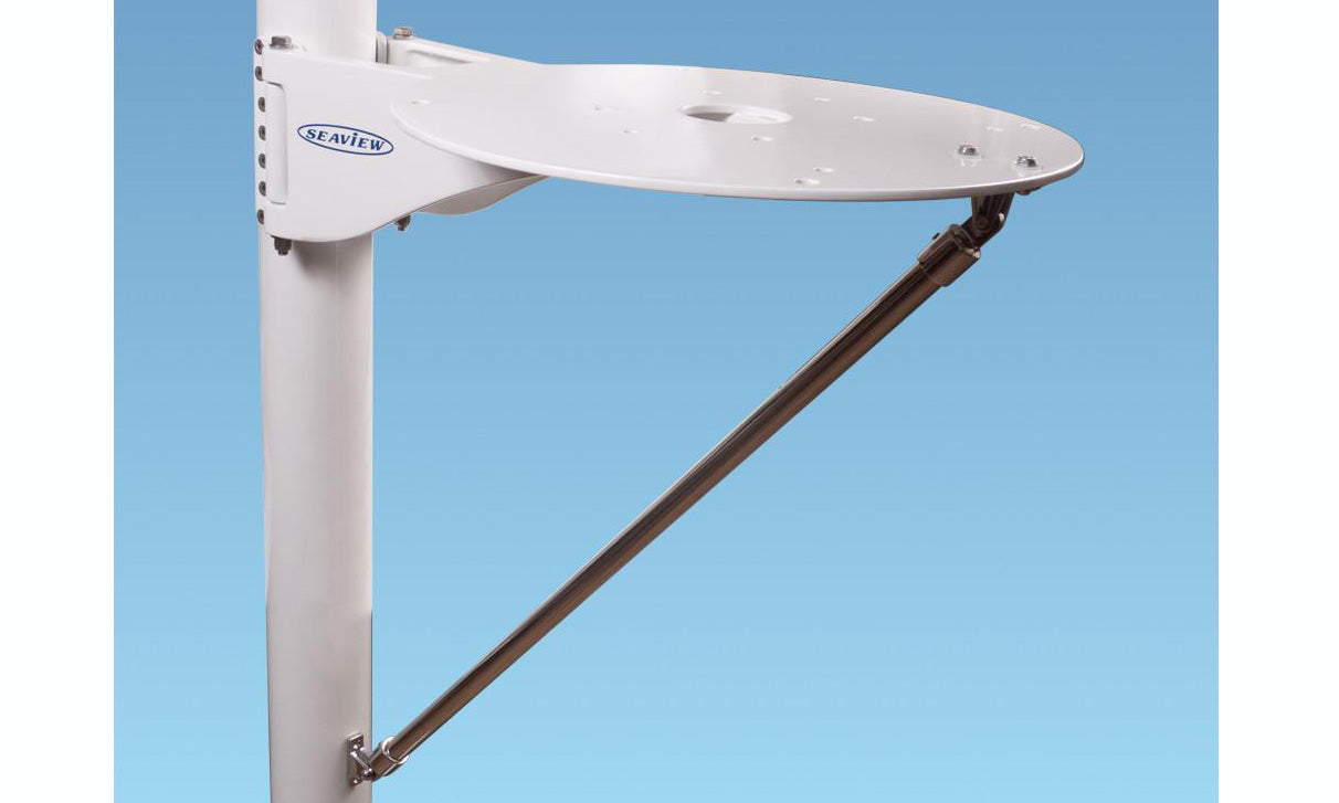 Seaview Mast Mount for KVH M7. Intellian i6 and d6. Raymarine Ray 60STV. Comes with S.S. strut support and will fit a mast 3.5/8 inch or larger
