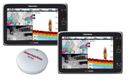 Raymarine e165 15.4 Inch HybridTouch Dual Display Bundle with RS150 GPS and SeaTalkng Kit