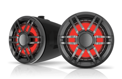 Fusion XS Series 6.5" 200-Watt Sports Black Marine Wake Tower Speakers w/RGB (Pair)