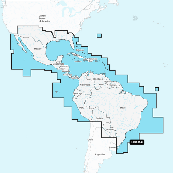 Navionics Mexico, Caribbean to Brazil - NASA004L