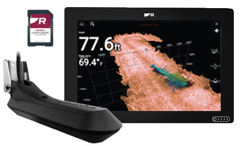 Raymarine Axiom+ 12 RV, 12 Inch MFD with RV-100 Transducer and Lighthouse Download Chart