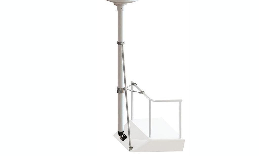 Seaview 8 foot pole kit includes. 8 foot x 3 inch diameter. Adjustable base. Universal pole top. 48 inch strut and  1 inch rail stand-off kit 3