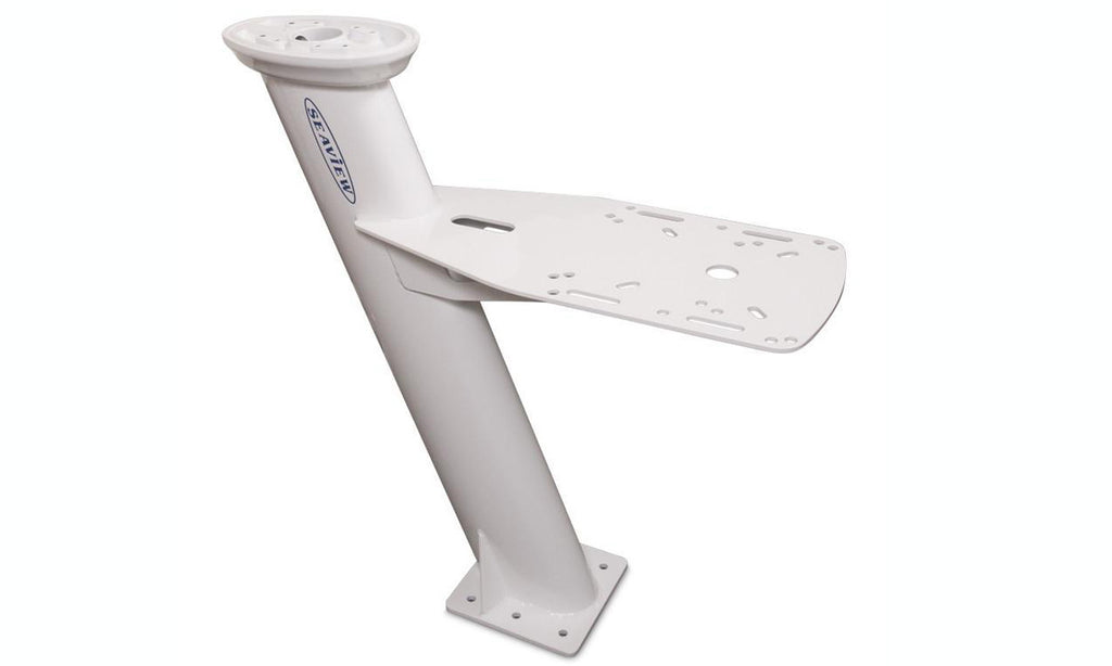 Seaview 83.82 inch high Aft leaning. 18 inch to 24 inch Radome Radar Mount with 16 inch to 18 inch Satdome Mount. Option Cameras and Spotlights